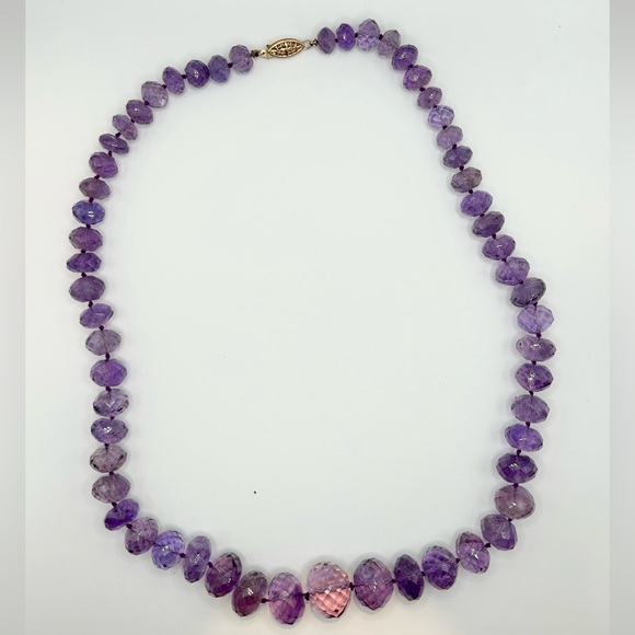 Amethyst Necklace – Solid 14K Gold Clasp - make offer - Picture 5 of 6